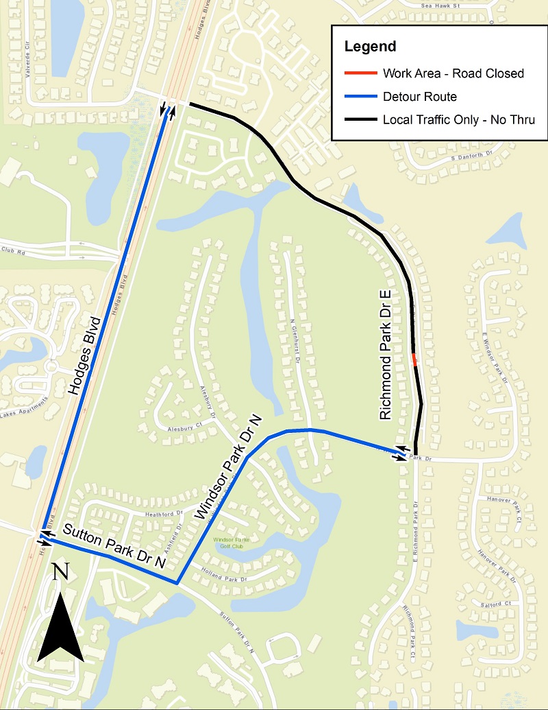 Richmond Park Dr E Sewer Improvement Project Map